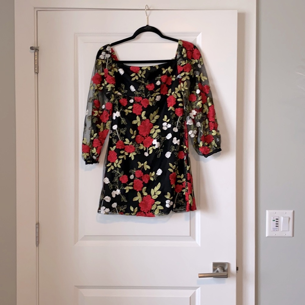Lovers + Friends Black Floral Mini Dress
